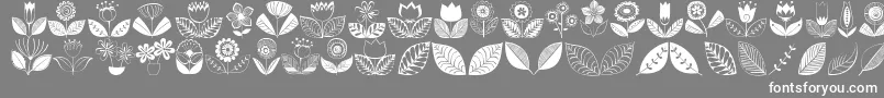 フォントDoodledings2Retroflowers – 灰色の背景に白い文字