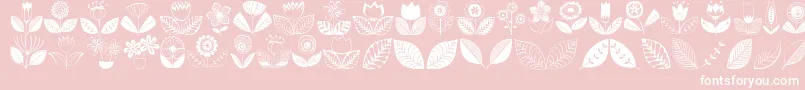 Doodledings2Retroflowers-Schriftart – Weiße Schriften auf rosa Hintergrund