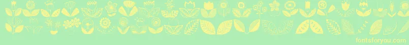 Doodledings2Retroflowers Font – Yellow Fonts on Green Background