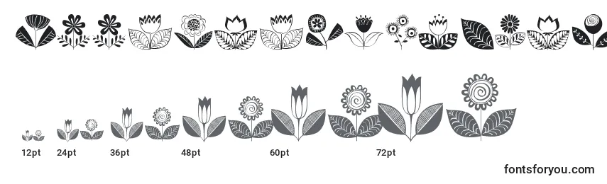 Doodledings2Retroflowers Font Sizes