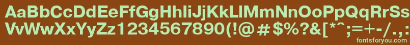 フォントPragmaticaBold.001.001 – 緑色の文字が茶色の背景にあります。