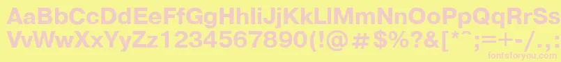 PragmaticaBold.001.001-fontti – vaaleanpunaiset fontit keltaisella taustalla