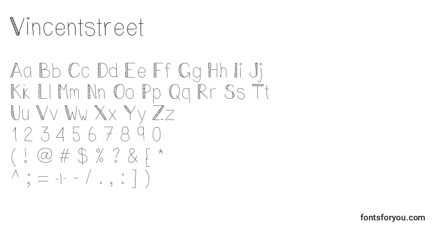 Vincentstreet-fontti – aakkoset, numerot, erikoismerkit