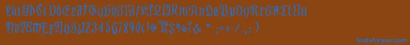 Smalledgedfrax Font – Blue Fonts on Brown Background
