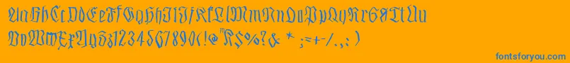 フォントSmalledgedfrax – オレンジの背景に青い文字