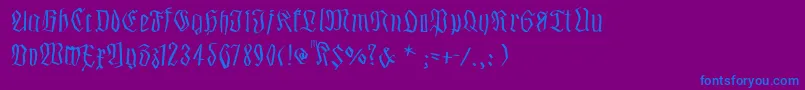 Fonte Smalledgedfrax – fontes azuis em um fundo violeta