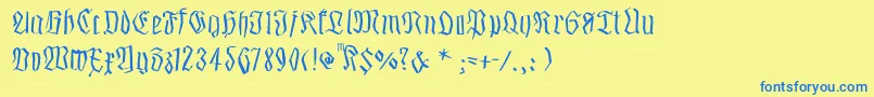 Smalledgedfrax Font – Blue Fonts on Yellow Background