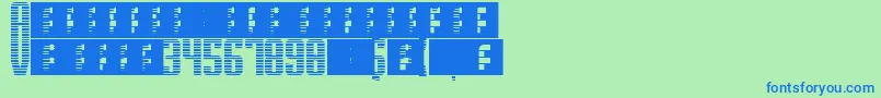 SupergunsHorizontal-Schriftart – Blaue Schriften auf grünem Hintergrund