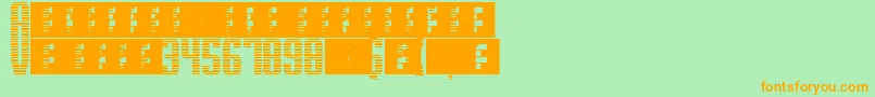 フォントSupergunsHorizontal – オレンジの文字が緑の背景にあります。
