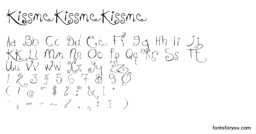 Schriftart Kissmekissmekissme – Alphabet, Zahlen, spezielle Symbole