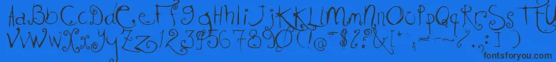 Kissmekissmekissme Font – Black Fonts on Blue Background