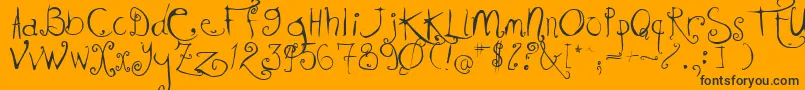 Kissmekissmekissme-Schriftart – Schwarze Schriften auf orangefarbenem Hintergrund