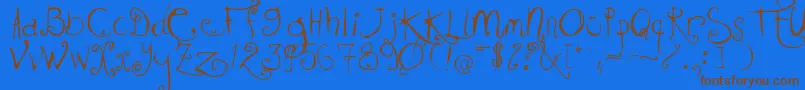 Kissmekissmekissme Font – Brown Fonts on Blue Background