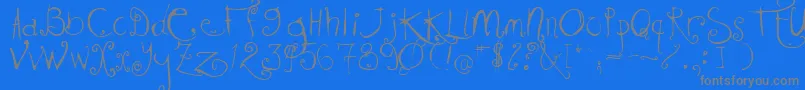 Kissmekissmekissme Font – Gray Fonts on Blue Background