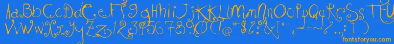 Kissmekissmekissme Font – Orange Fonts on Blue Background