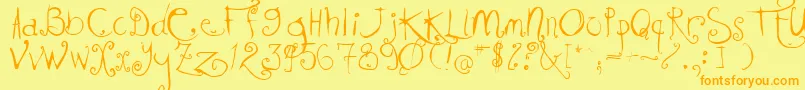 Kissmekissmekissme Font – Orange Fonts on Yellow Background