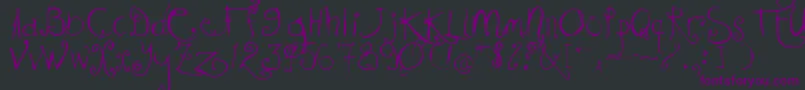 Kissmekissmekissme-fontti – violetit fontit mustalla taustalla