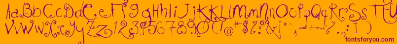 Kissmekissmekissme Font – Purple Fonts on Orange Background