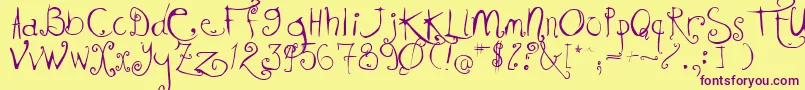 Kissmekissmekissme Font – Purple Fonts on Yellow Background