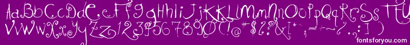 フォントKissmekissmekissme – 紫の背景に白い文字