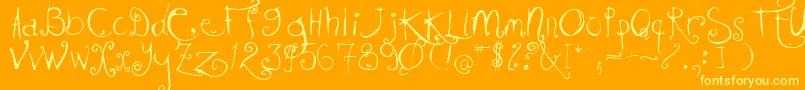 Kissmekissmekissme Font – Yellow Fonts on Orange Background