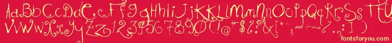 Kissmekissmekissme Font – Yellow Fonts on Red Background