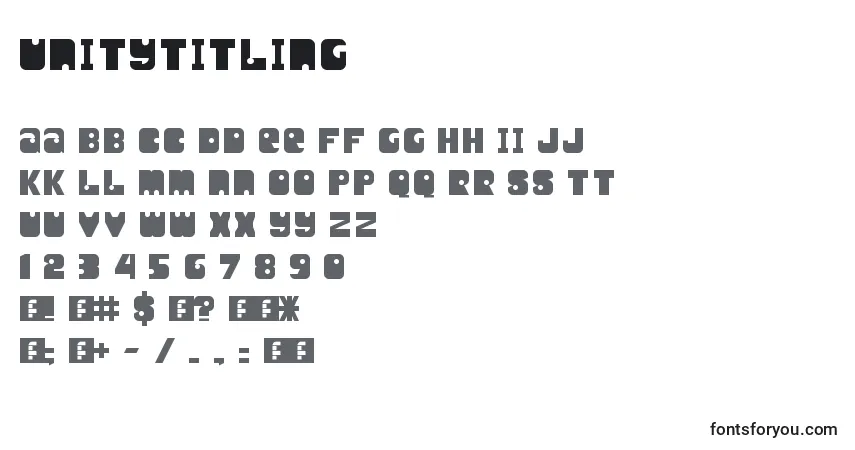 Schriftart UnityTitling – Alphabet, Zahlen, spezielle Symbole