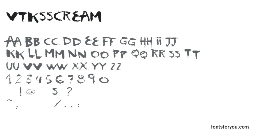 VtksScream Font – alphabet, numbers, special characters