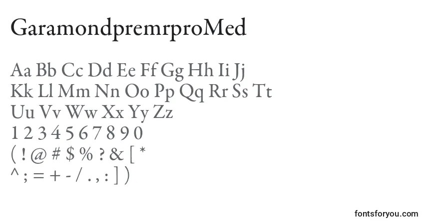 Шрифт GaramondpremrproMed – алфавит, цифры, специальные символы
