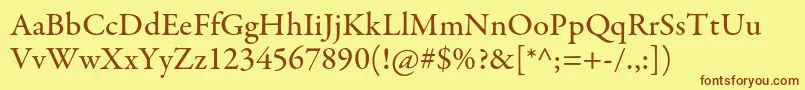 GaramondpremrproMed-fontti – ruskeat fontit keltaisella taustalla