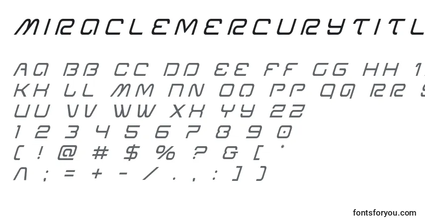 Шрифт Miraclemercurytitleital – алфавит, цифры, специальные символы