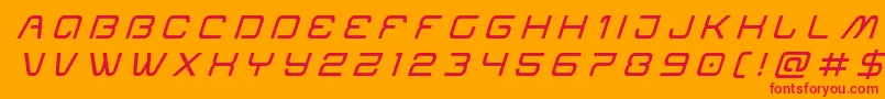 Miraclemercurytitleital-Schriftart – Rote Schriften auf orangefarbenem Hintergrund