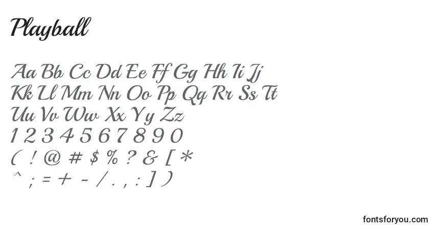 Czcionka Playball – alfabet, cyfry, specjalne znaki
