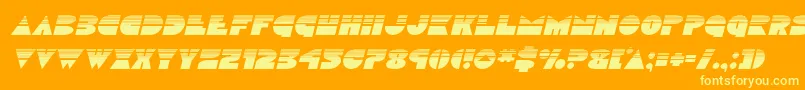 Discoduckhalfital-Schriftart – Gelbe Schriften auf orangefarbenem Hintergrund