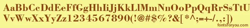 フォントBodoniLtBold – 茶色の文字が黄色の背景にあります。