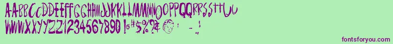 Monsterchild Font – Purple Fonts on Green Background
