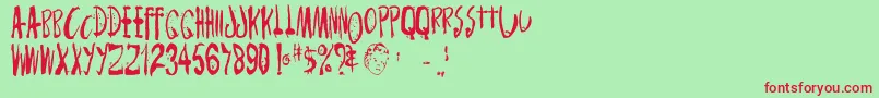 Monsterchild Font – Red Fonts on Green Background