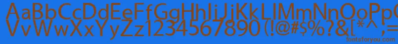 フォントUsuality – 茶色の文字が青い背景にあります。