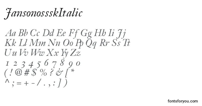 Fuente JansonossskItalic - alfabeto, números, caracteres especiales
