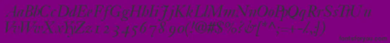 JansonossskItalic-fontti – mustat fontit violetilla taustalla