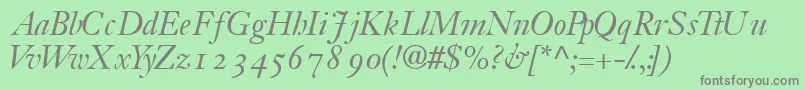 フォントJansonossskItalic – 緑の背景に灰色の文字