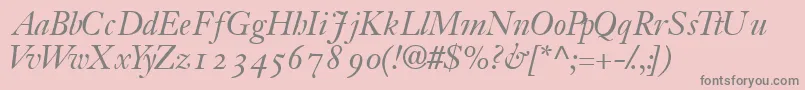 JansonossskItalic-fontti – harmaat kirjasimet vaaleanpunaisella taustalla