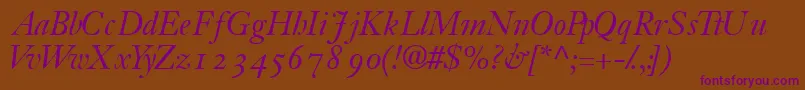 JansonossskItalic Font – Purple Fonts on Brown Background