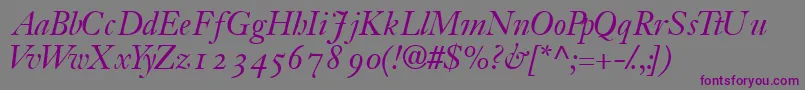 JansonossskItalic-fontti – violetit fontit harmaalla taustalla