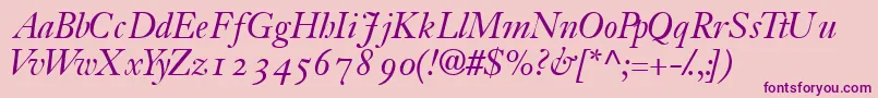 JansonossskItalic-fontti – violetit fontit vaaleanpunaisella taustalla