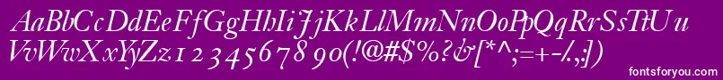 JansonossskItalic-Schriftart – Weiße Schriften auf violettem Hintergrund