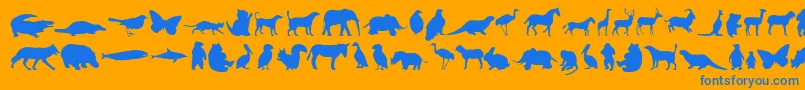 Anim-Schriftart – Blaue Schriften auf orangefarbenem Hintergrund