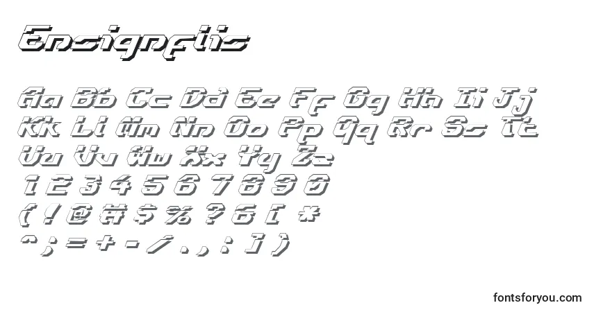 Czcionka Ensignflis – alfabet, cyfry, specjalne znaki