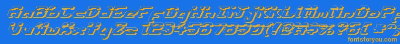 フォントEnsignflis – オレンジ色の文字が青い背景にあります。