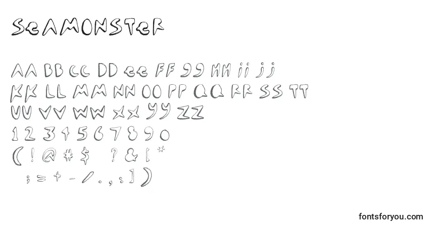 Czcionka Seamonster – alfabet, cyfry, specjalne znaki